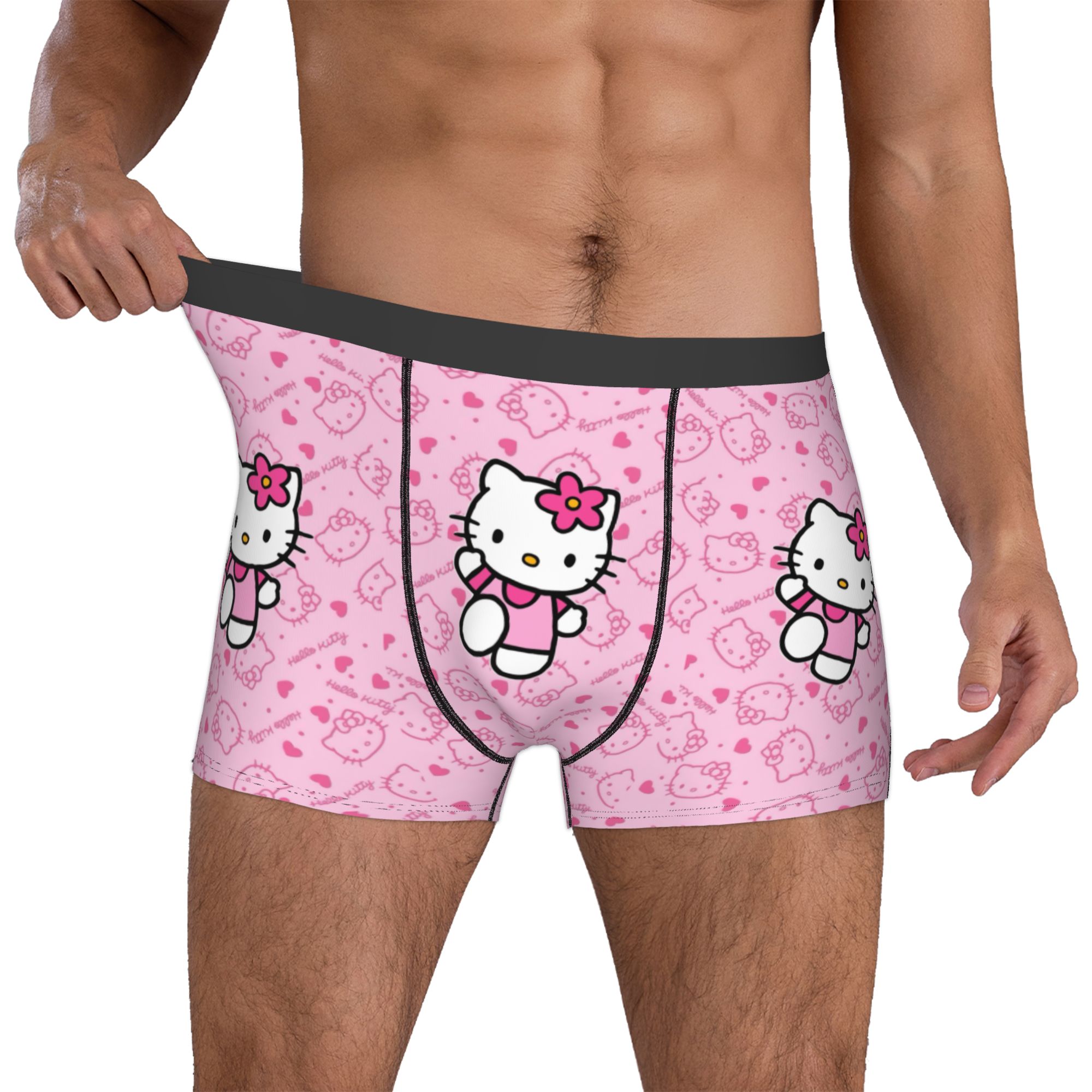 Boyshort Underwear - 女の子子猫下着男性プリントピンクかわいい漫画ボクサーブリーフショーツパンティー通気性パンツ