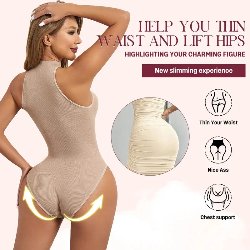 ハイストレッチボディスーツ セクシー ノースリーブ クルーネ - Shapewear Bodysuit Firm のレビューと価格