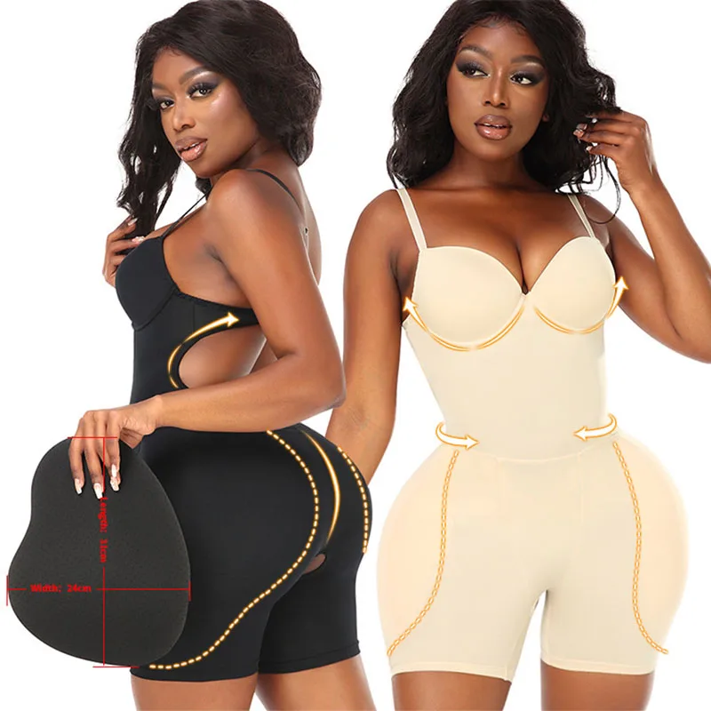 ボディスーツシェイプウェアパッド入りヒップエンハンサーブラジ - Shapewear Bodysuit Firm のレビューと価格