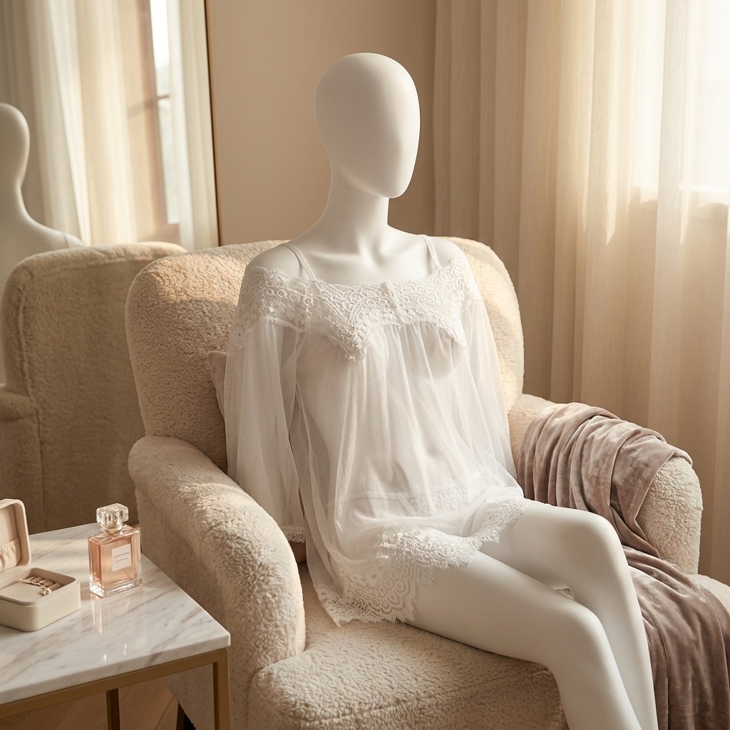 女性用、黒のレースがあしらわれたベビードール風ランジェリー。 - Babydoll Chemise Night のレビューと価格